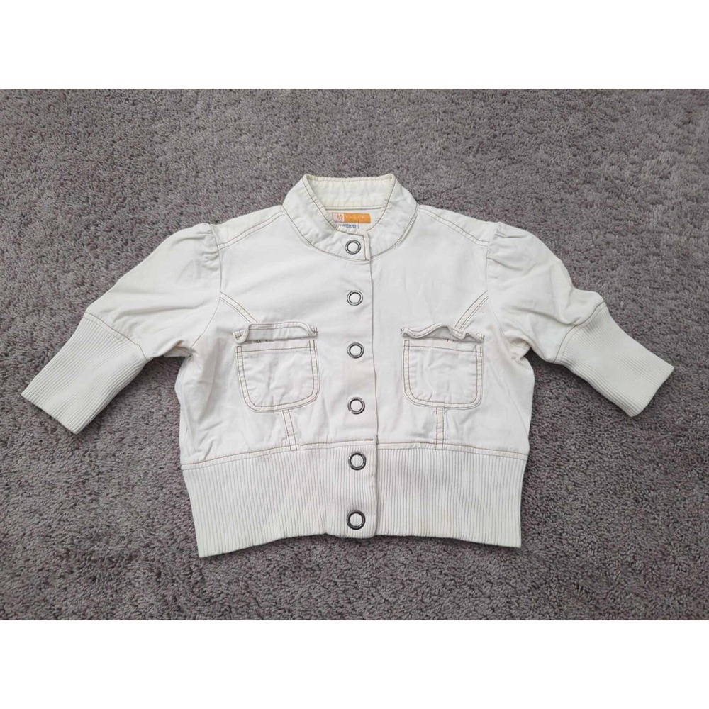 Tulle Jacket Womens‎ XS Button Up 3/4 Sleeve Pockets Cropped Casual